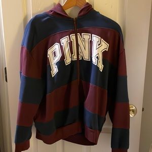 Victoria’s secret PINK Zip Up Striped Maroon and Navy